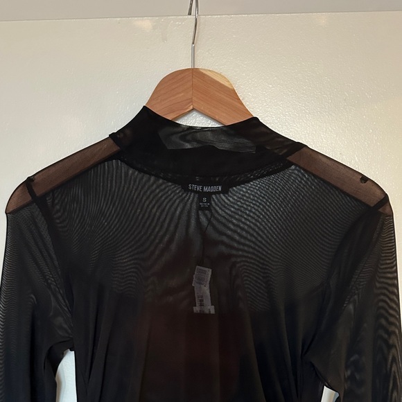 Steve Madden Mesh Black Long Sleeve Midi Dress - Picture 5 of 9